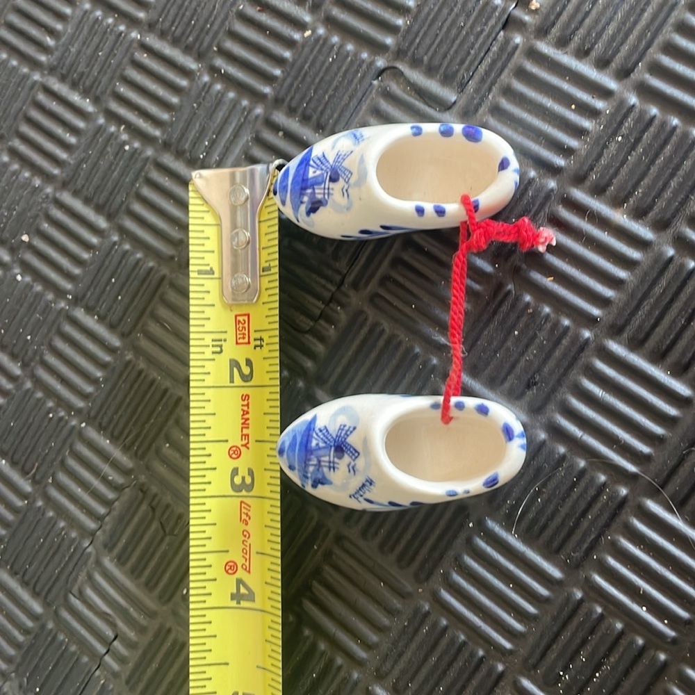 vintage Christmas dutch blue mini shoes windmill porcelain clogs - Picture 3 of 6